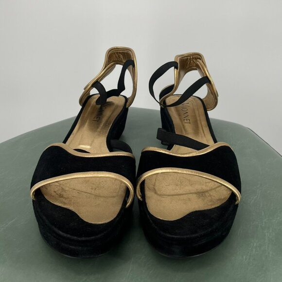 VIONNET Black and Gold Sandals in Size 41 - Picture 2 of 7